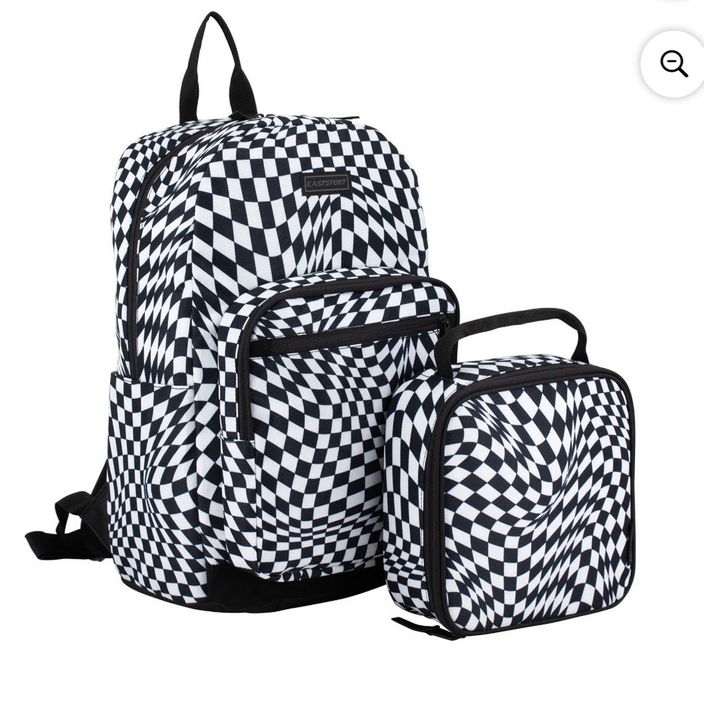 Eastsport Unisex 17" Backpack & Lunch Box 2-Piece Set, Dimensional Check design.